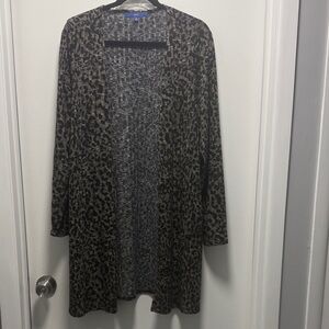 Leopard Print Open Front Cardigan